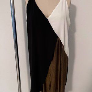 ZARA- SIZE10 Elegant Short Black, White and Copper Strap Dress